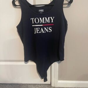 Tommy Hilfiger Navy Asymmetrical Sleeveless Bodysuit